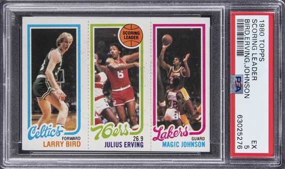 1980/81 Topps Larry Bird/Magic Johnson Rookie Card – PSA EX 5